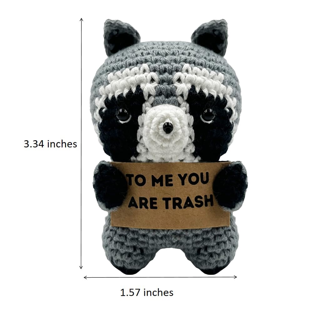 Valentines Day Gifts For Girlfriend, Handmade Cute Crocheted Finished Raccoon Plush Doll, Pocket Hug Token, Stress Balls, Squeez