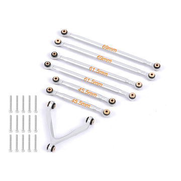 RZXYLRC Aluminum Alloy Rod Link Suspension Linkage Kit for 1/24 RC Crawler Car SCX24 Deadbolt AXI90081 AXI00004 Upgrades (Silver