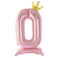 Alainzeo 42 Inch Pink Number Balloons 0-9 With Crown, Helium Aluminum Foil Big Number Balloons For Birthday, Wedding Anniversary