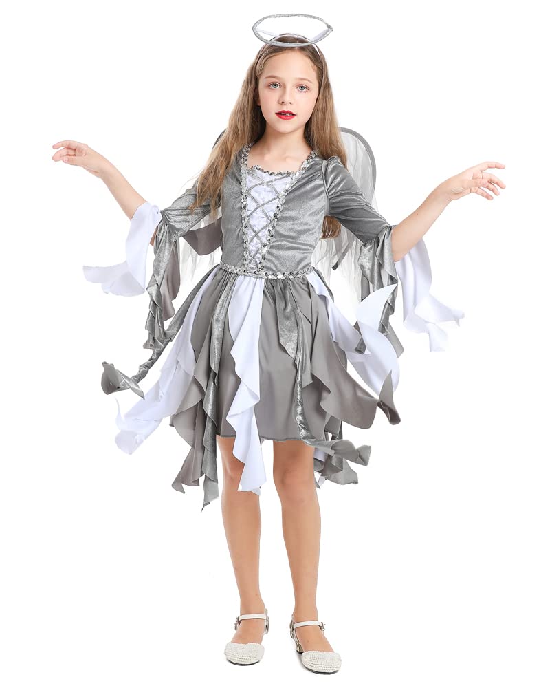 Seasons Girls Fallen Angel Costume Includes Glitter Halo,Dress And Wings (L(10-12))