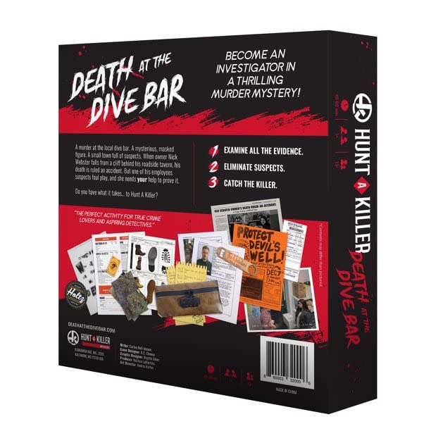 Hunt A Killer Immersive Murder Mystery Game, Death At The Dive Bar, Cardboard, Ages 14+, Multicolor, Model HAKZEROBD001-C