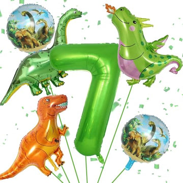 Dinosaur 7Th Birthday Decorations, Dinosaur Birthday Party Decorations With Giant Inflatable Dinosaur Balloons 40 Inch Helium Foil Mylar Number 7 Balloons For Dinosaur Theme Birthday Party Decorations