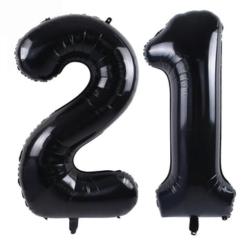 Toniful 40 Inch Large Black Number 21 Balloons Giant Digital 21 Or 12 Helium Balloons, Foil Mylar Big Number Balloons For 12Th O