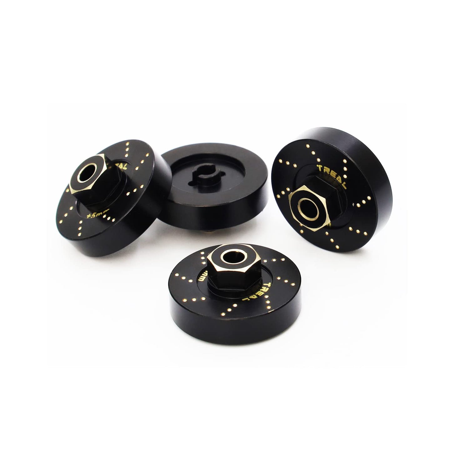 Treal Brass Extended Wheel Hubs (4P) +5Mm Axle Counter Weight 12G For Axial Scx24 Deadbolt C10 Gladiator Bronco -Black