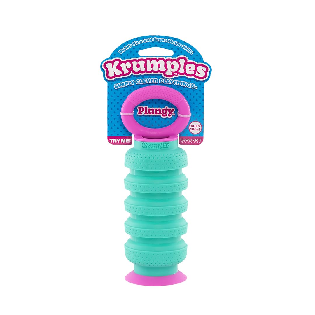 Krumples Plungy Teal Sensory Suction Toy For Ages 10M+ | Bpa-Free Silicone Fidget | Promotes Fine Motor Skills | Dishwasher Safe