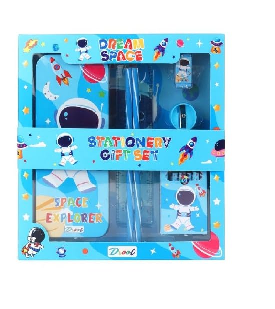 Choosenow Space Adventure School Kit For Kids | Astronaut Theme Metal Pencil Box With Complete Stationery Set | Crayons, Pencil,