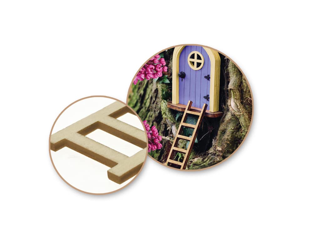 CraftMedley Wood Ladders - Miniature DIY Unfinished Wooden Dollhouse Diorama Ladders - 3 Piece - 3.25 Inches Tall, Brown