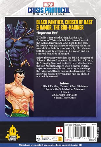 Atomic Mass Games Marvel: Crisis Protocol Black Panther, Chosen Of Bast & Namor, The Sub-Mariner Character Pack - Tabletop Super