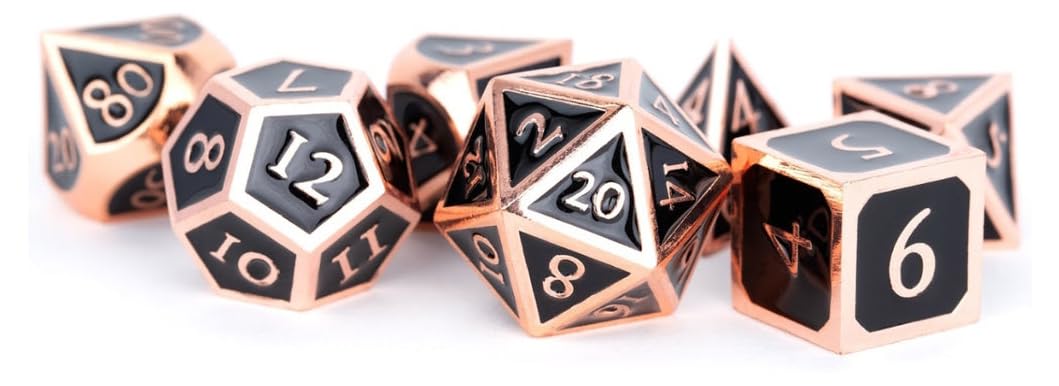Metallic Dice Games Lic018 16 Mm Metal Enamel&#44 Board Game - Black & Copper - Set Of 7