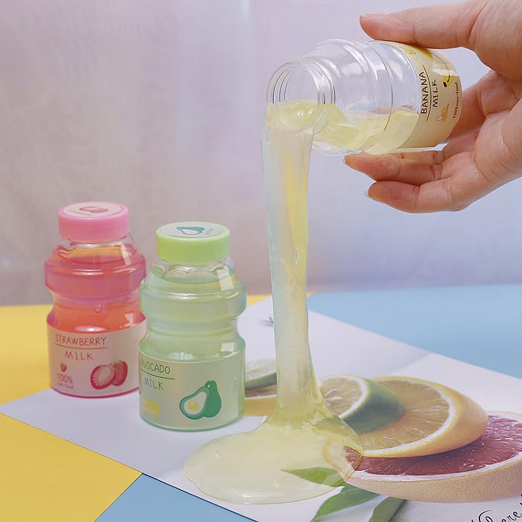 Flipnex Clear Strawberry Jelly Slime - Fluffy, Stretchy, Crunchy Bubble Slime - Soft Putty Stress Relief Toy - Party Favors - Su