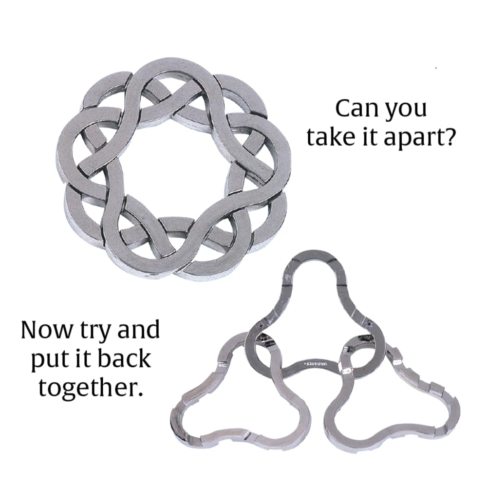 BePuzzled Coaster Hanayama Metal Brainteaser Puzzle, Mensa Rated Level 4, Chrome, Ages 12+ - Model 30844