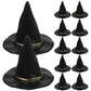 SAFIGLE 12pcs Mini Witch Hats:Tiny Witch Hats Halloween Black Plastic Caps for DIY Crafts, Party Decorations, Dollhouse Props, a