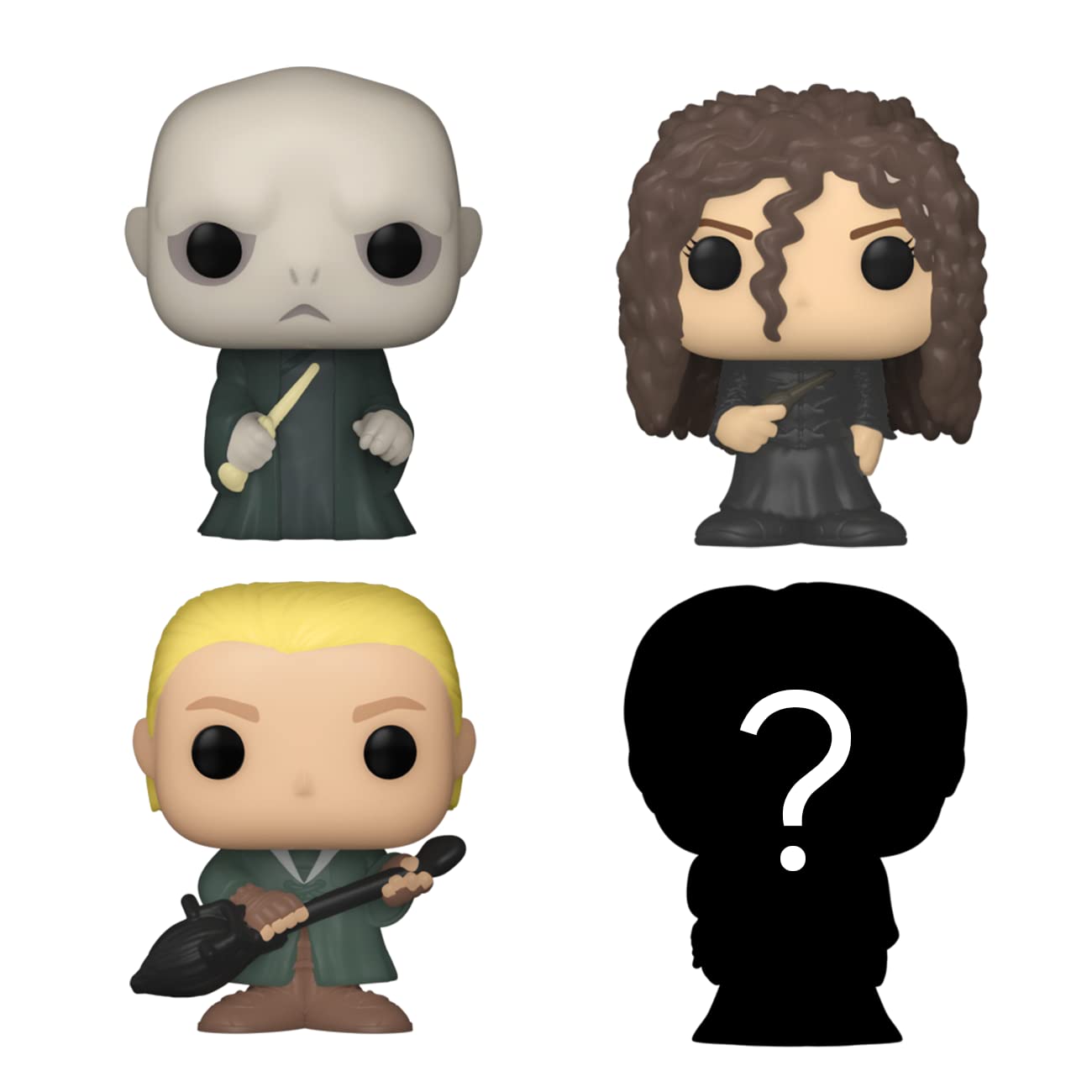 Funko Bitty POP! HP - Voldemort, 4-Pack - Lord Voldemort, Draco Malfoy (Quidditch), Bellatrix Lestrange and A Surprise Mystery M