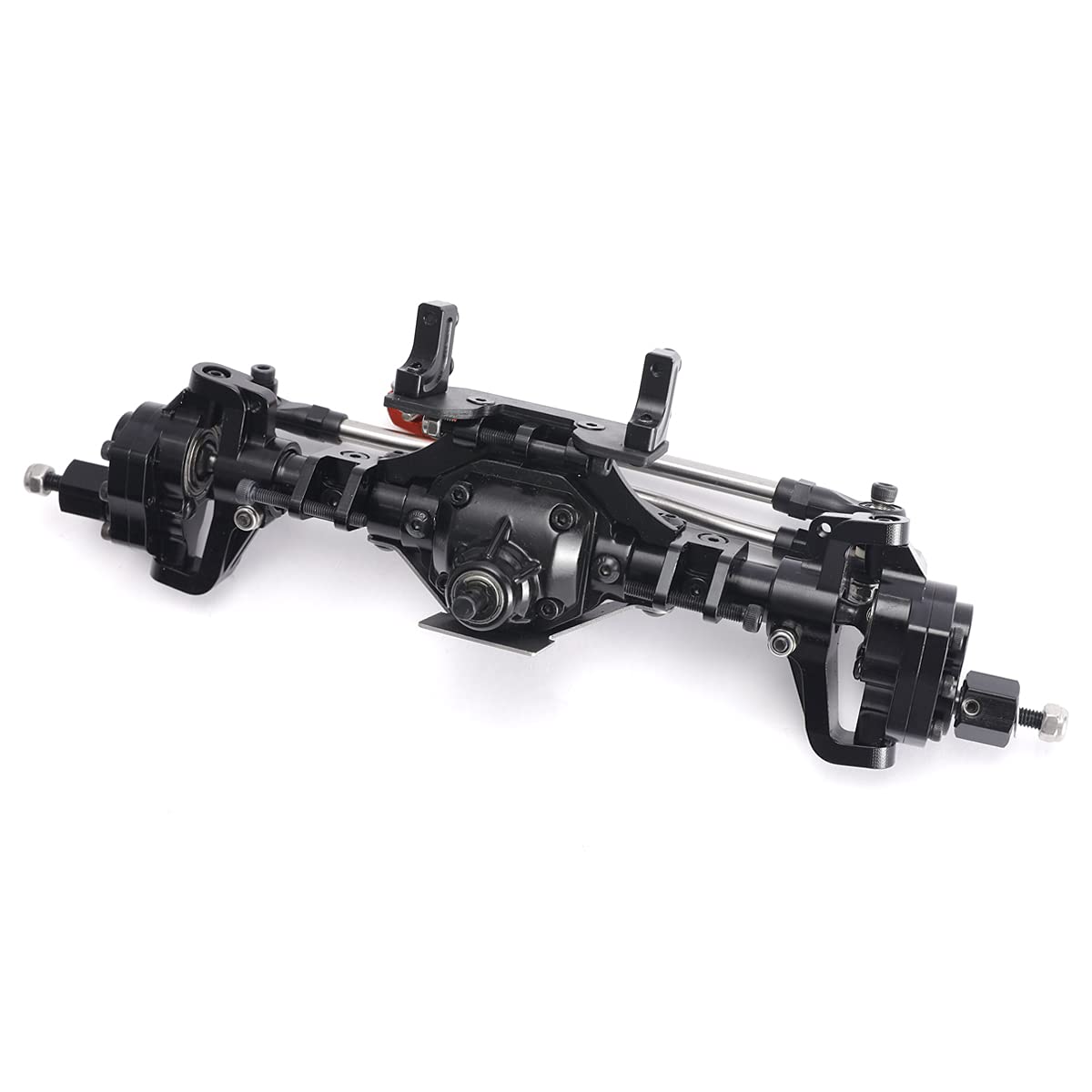 RZXYL Aluminum Front / Rear Portal Axles Set for 1/10 Axial SCX10 II 90046 90047 RC Crawler Car (Black)