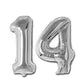 AR GIFTZADDA 14 Number Foil Balloon Silver (16inch),14th Birthday Decoration, Kids Party Decor, Theme Birthday Party, Foil Ballo