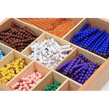 Adena Montessori Bead Set - Educational Acrylic Bead Bars for Kids, 55 Sets, Numbers Theme, Brown