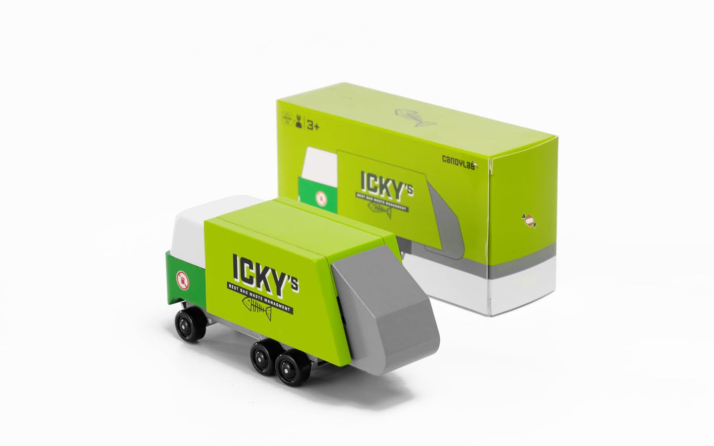 Candycar Wooden Diecast Collection - Garbage Truck, Premium Handcrafted Beech Wood Toy Car