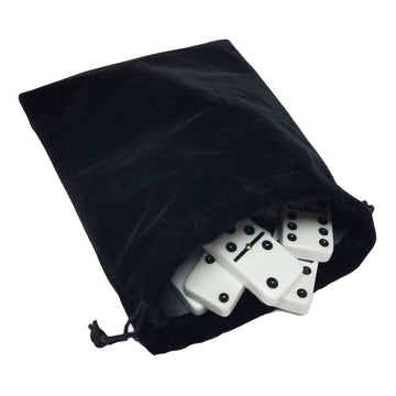 Marion Domino Double Six 6 White Tiles Jumbo Tournament Professional Size With Spinners In Black Elegant Velvet Bag