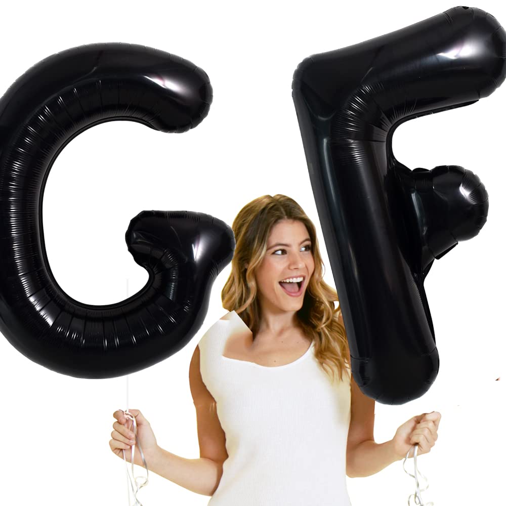 Toniful 40 Inch Large Black F Letter Balloons Jumbo Helium Balloons,Foil Mylar Big Alphabet Balloons For Birthday Party Annivers
