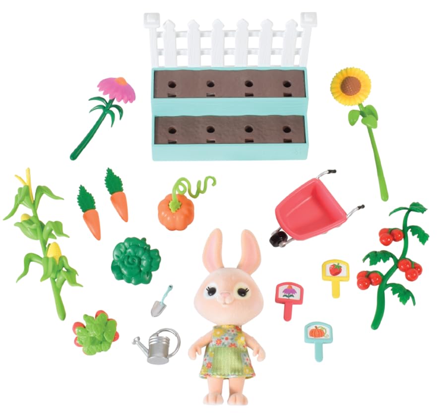 Honey Bee Acres Time to Garden  Complete Set with Miniature Doll Figure  16 Pieces   Ages 3+