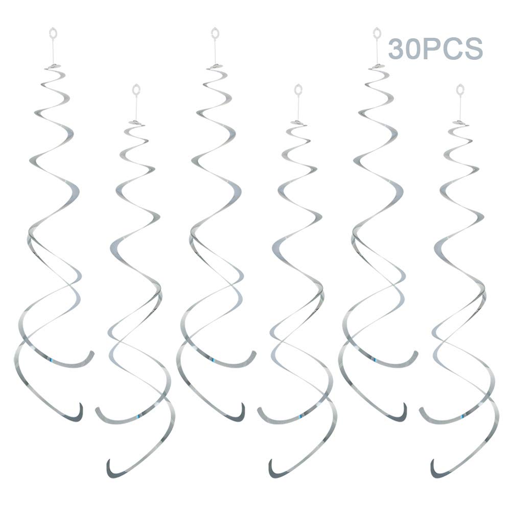 AimtoHome Party Swirl Decorations, Hanging Swirl for Ceiling Decorations, Silver, Pack of 30