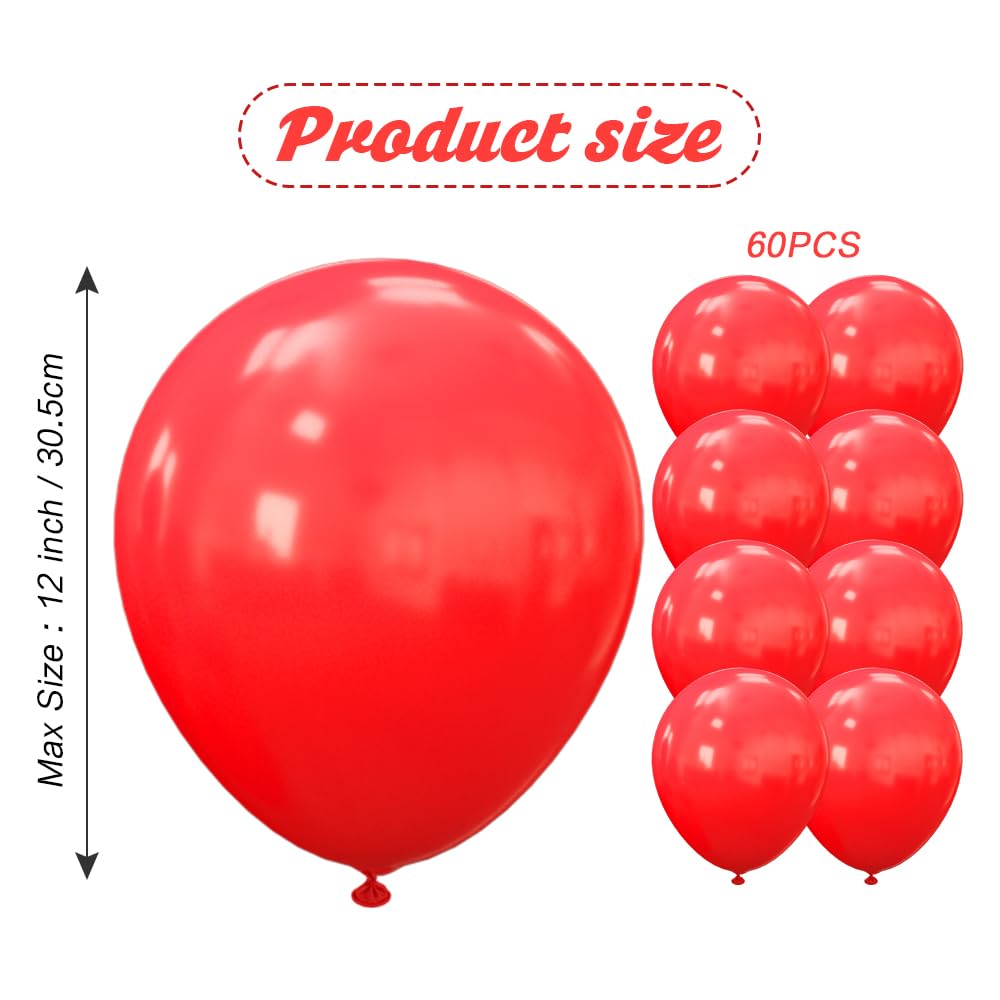 Red Balloons For Arch Decoration Hot Pink Balloons Latex Balloons 60Pcs Balloons 12 Inch Matte Balloons For Balloon Garland As B