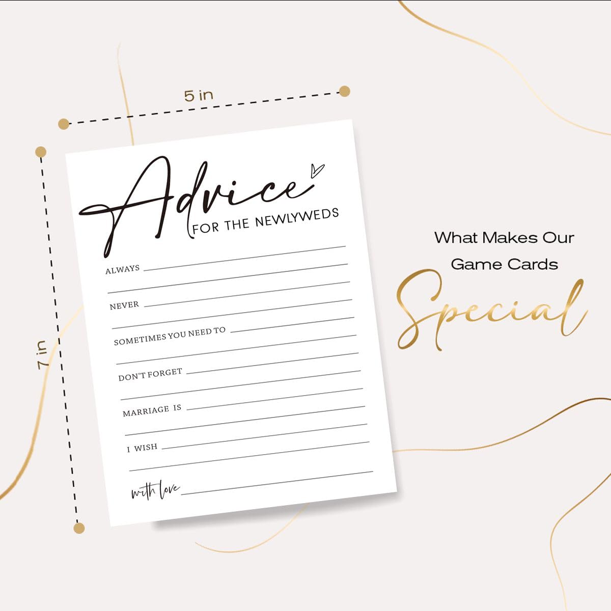 Wybgno Wedding Shower Games Cards, Advice For The Newlyweds, Bridal Shower Games 25 Guests, Engagement Party Wedding Games For G