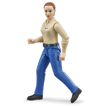 Bruder Toys - Bworld Woman Action Figure Light Skintoned And Blue Jeans With Grasping Hands And Moveable Limbs And Head - Ages 4+