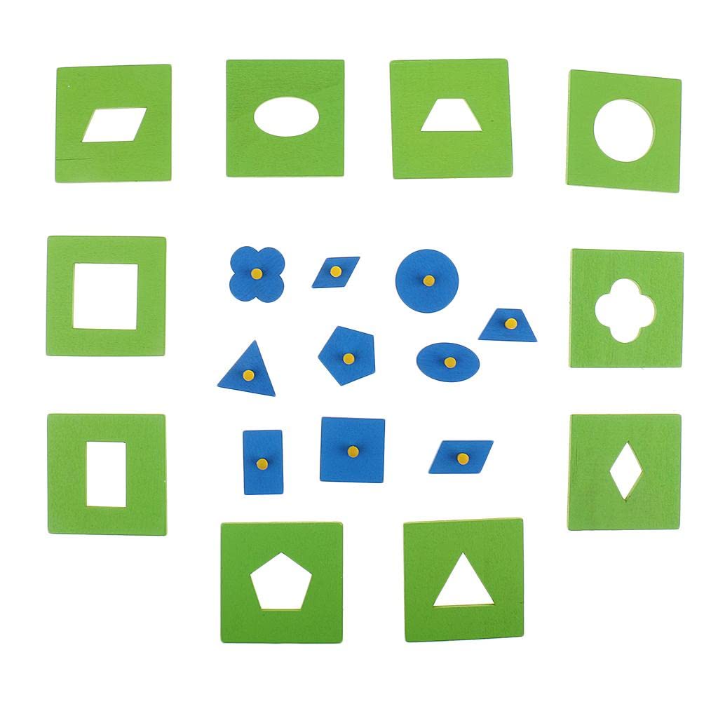 UJEAVETTE Wooden Geometric Figure Shaped Peg Puzzle Educational Toy Green