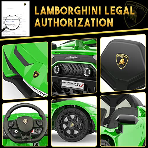 Hetoy Ride on Car for Kids 12V Licensed Lamborghini Electric Vehicles Battery Powered Sports Car with Control, 2 Speeds, Sound S