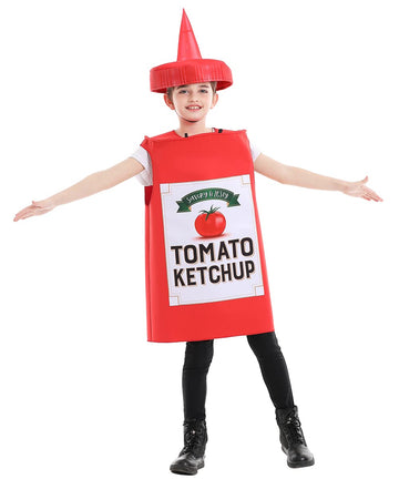 Seasons Mustard Costume Ketchup Cosplay Halloween Costume For Child 4-9 Years (Red Ketchup)