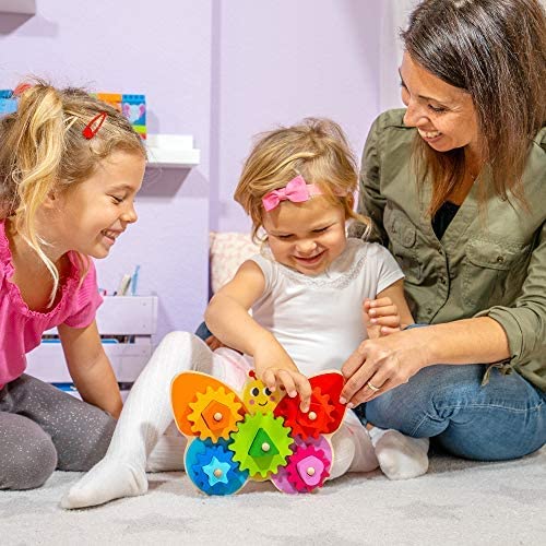 Wooden Toys - Montessori Toys For 2 Year Old Girls And Boys - Toddler Puzzles - Shape Sorting Matching Gear Game - Educational T