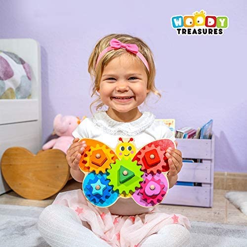 Wooden Toys - Montessori Toys For 2 Year Old Girls And Boys - Toddler Puzzles - Shape Sorting Matching Gear Game - Educational T