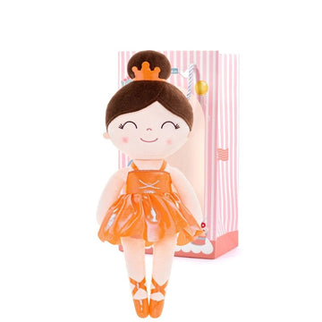 Gloveleya Baby Doll Ballerina Doll Girl Gift Ballerina Plush Soft Doll Colorful Haze Gold Ballet Series-Orange 13 Inch With Gift Box