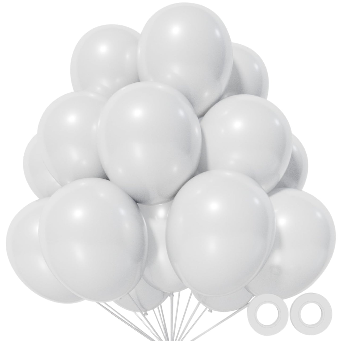 110Pcs White Balloon 12 Inch, White Latex Balloons For Birthday Party Baby Shower Wedding(With 2 Ribbons).
