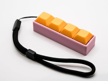 Four-Button Clicky Mechanical Switch Fidget Toy | Stim Toy, Stress Relief, Adhd (Pink Base, Orange Keycaps)