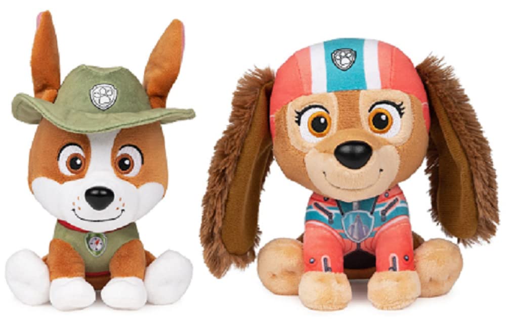 Bundle Of 2 Paw Patrol 6'' Embroidered Plush Stuffed Animal Characters, Tracker And Liberty