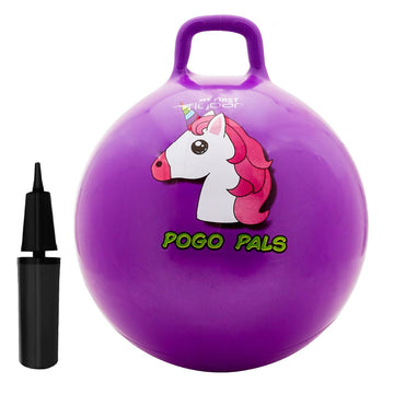 Flybar Hopper Ball For Kids - Bouncy Ball With Handle, Durable Bouncy Balls, Kangaroo Ball, Exercise Ball, Indoor And Outdoor Toy, Pump Included, Toddler Toys For Boys And Girls, Ages 3 And Up
