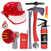 Liberty Imports 10 PCs Fireman Gear Firefighter Costume Role Play Dress Up Starter Toy Play Set with Helmet and Accessories for 