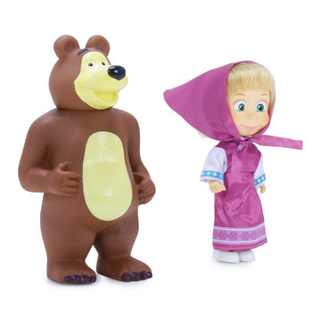 Masha And The Bear 12 Cm Toy Doll | Famous Cartoon | Ideal Gift Set For Girls Kids (Masha With Bear - Purple)