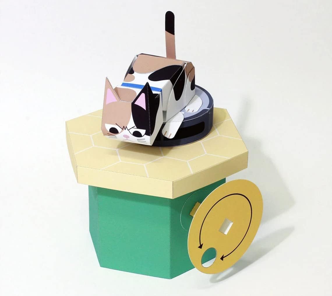 Confused Kitty  Karakuri Workshop  Making Paper Toys That Move  Paper Craft Kit With Templates To Build Mechanical 3D Paper M