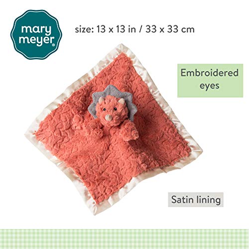 Mary Meyer Putty Nursery Security Blanket, Coral Dino, 13x13 Inches, Soft Fabric, Model 42765