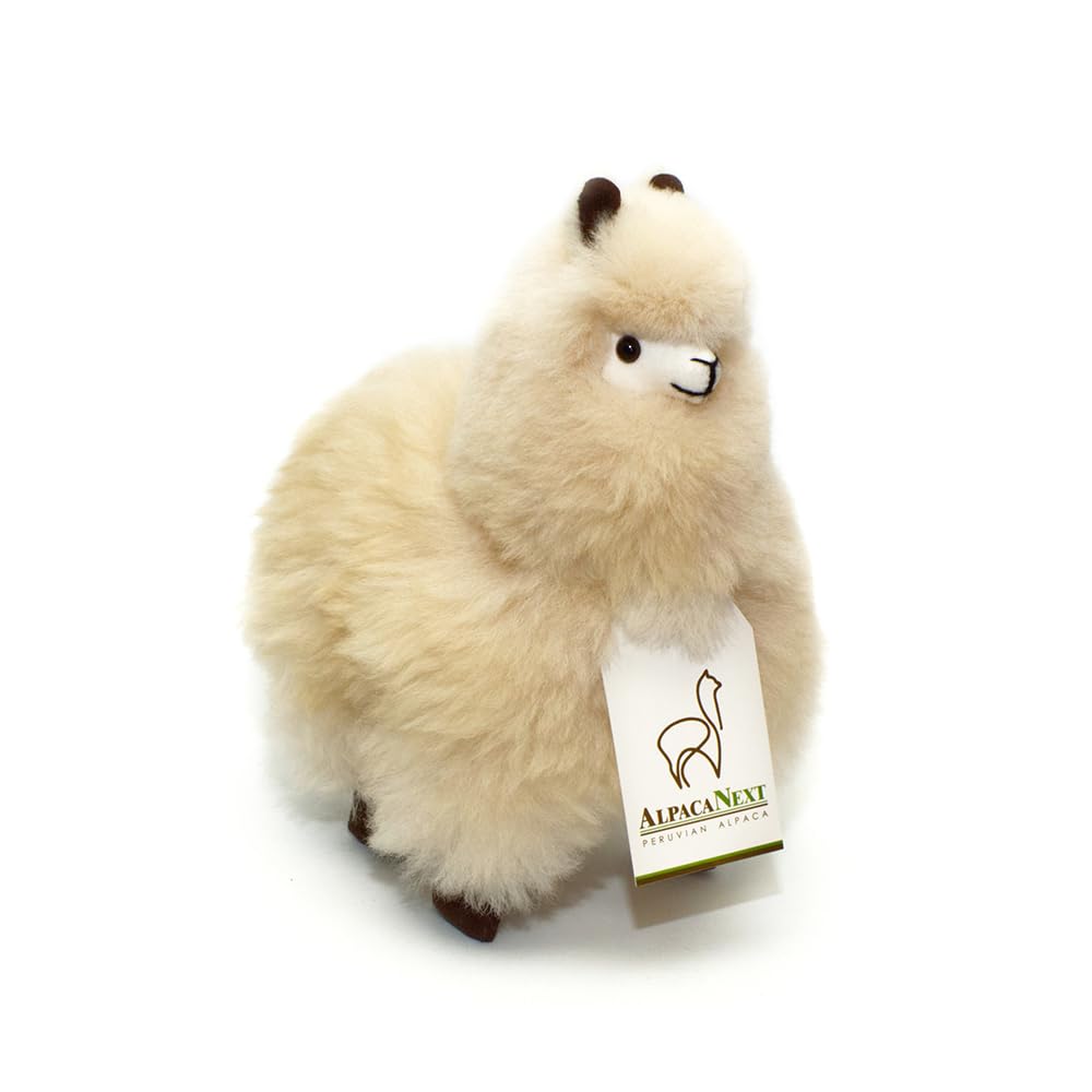 AlpacaNext Llama Stuffed Animal - 9 inch. Cute  Soft and Cuddly Alpaca Plush Toy Handcrafted on Real Alpaka Natural Fur  (9 inches  Beige)