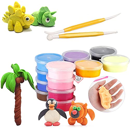 Firstly Traders Air Dry Clay Clay Craft Kits For Kids 12 Colors Modelling Clay With Tools Set For Boys Girls| Light Magic Foam C