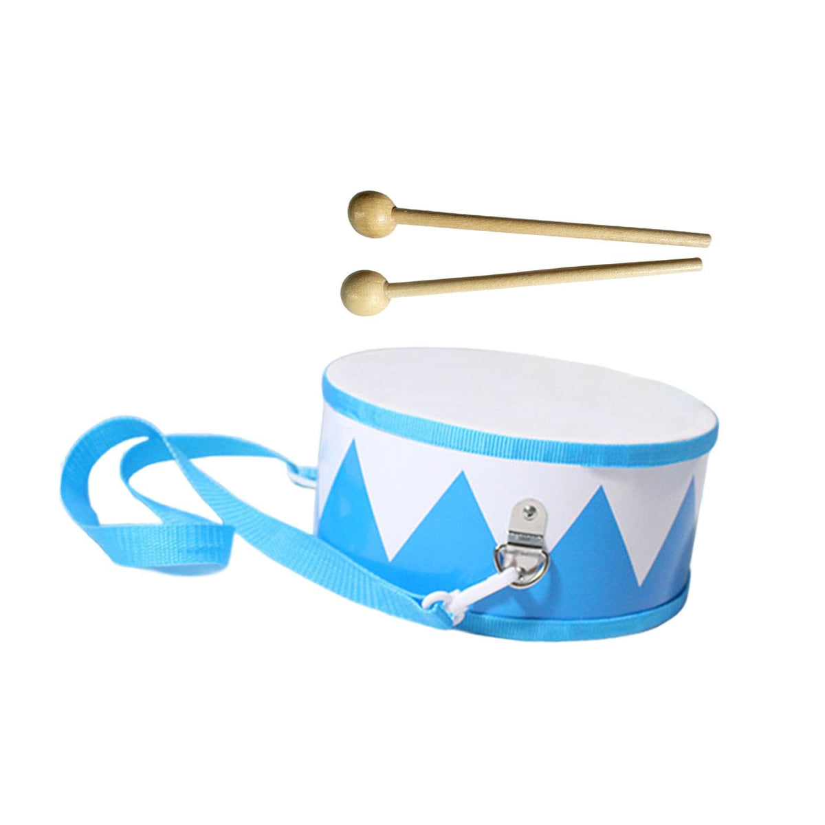 The Style Sutra Double Side Hand Drum With Drumstick Hand Eye Ability Durable Montessori Toy Blue White