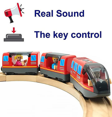 HYPERLIVING Battery Operated Wooden Train Track Set Toy High Speed for Toddlers 3 4 5 Years Old Boys Kids Magnetic Couplings Cit