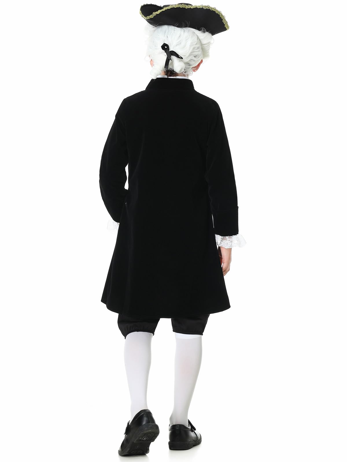 GRAJTCIN Kids Colonial Costume for Boys Historical Halloween George Washington Hamilton Costume 18th Century Outfit Black 5-6 Ye