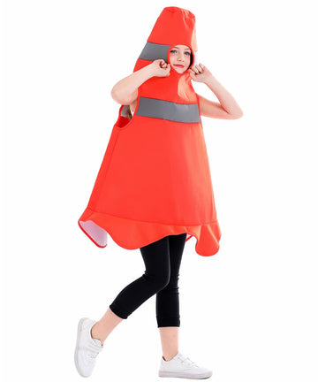 Seasons Child Construction Cone Costume Orange, Halloween Costume For 4-6 Years Kids