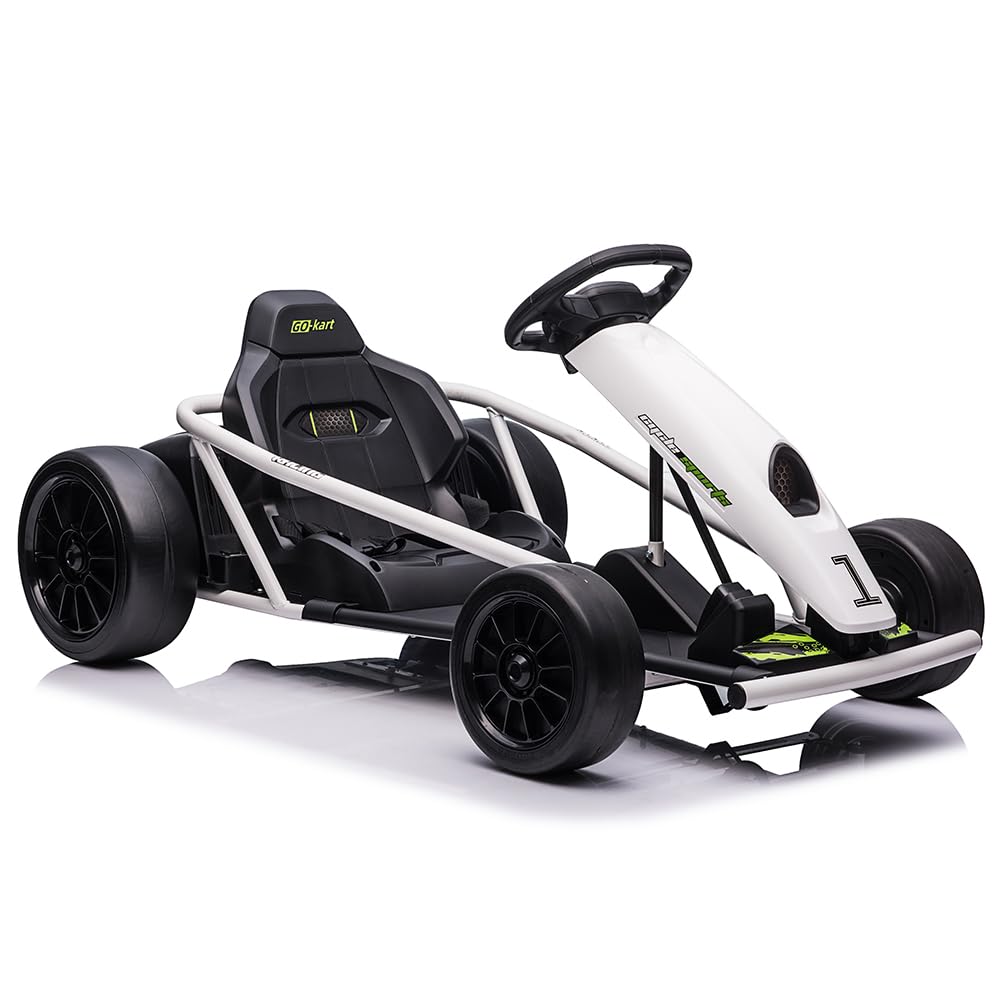 24V Go Kart for Kids 8-12 Years, 300W*2 Extra Powerful Motors, 9Ah Large Battery 8MPH High Speed Drifting with Music, Horn,Max L