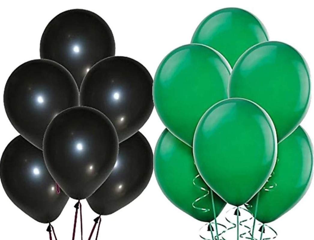 Hardatar Party Products HD Metallic Finish Balloons For Birthday/Anniversary Party Decoration (Black, Green) Pack of 50